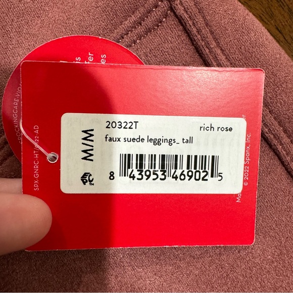 Spanx Faux Suede High Waist Leggings Rich Rose Pink Size Medium Tall MT - Picture 8 of 10